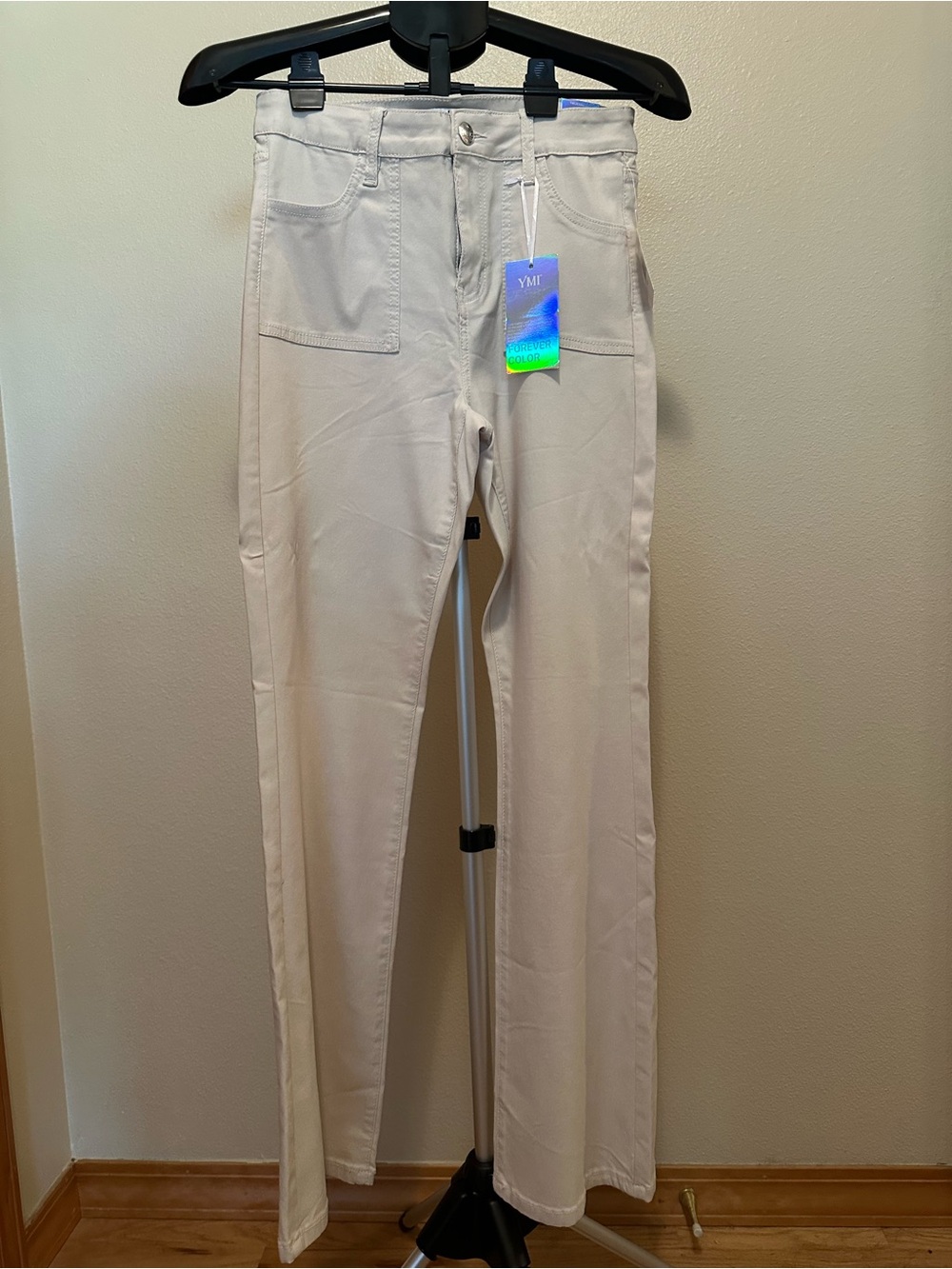 YMI Cream Straight-Leg Chinos